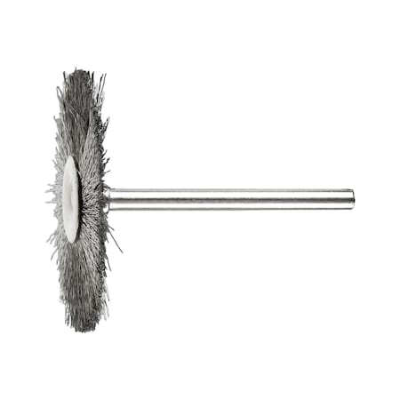 Pferd 1-1/2" Miniature Mtd. Wheel Brush - .005 SS Wire, 1/8" Stem 83213